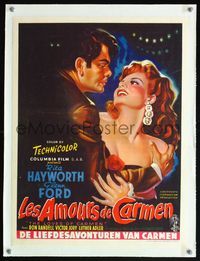 6a423 LOVES OF CARMEN linen Belgian '48 great different art of sexy Rita Hayworth & Glenn Ford!