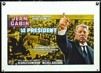 6a432 PRESIDENT linen Belgian '61 cool art of Jean Gabin in giant courtroom!