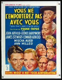6a446 YOU CAN'T TAKE IT WITH YOU linen Belgian R50s Frank Capra, Jean Arthur,James Stewart,Barrymore