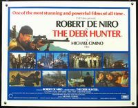 6a284 DEER HUNTER linen British quad '78 Robert De Niro aiming rifle + 8 scenes, Michael Cimino
