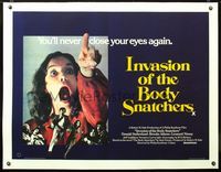 6a288 INVASION OF THE BODY SNATCHERS linen British quad '78 completely different c/u of Brooke Adams