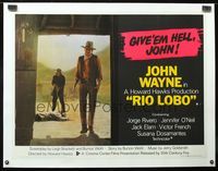 6a298 RIO LOBO linen British quad '71 Howard Hawks, Give 'em Hell, John Wayne, great cowboy image!