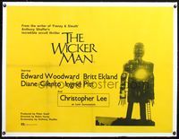 6a304 WICKER MAN linen British quad '74 Anthony Shaffer's incredible occult thriller, different!