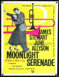 6a180 GLENN MILLER STORY linen Danish '54 James Stewart, June Allyson, wonderful trumpet art!