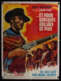 6a277 FOR A FEW DOLLARS MORE linen French 23x33 '67 Sergio Leone, art of Clint Eastwood by Tealdi!