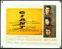 6a116 GIANT linen 1/2sh '56 James Dean, Elizabeth Taylor, Rock Hudson, directed by George Stevens!