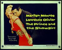 6a084 PRINCE & THE SHOWGIRL 1/2sh '57 Laurence Olivier nuzzles sexiest Marilyn Monroe's shoulder!