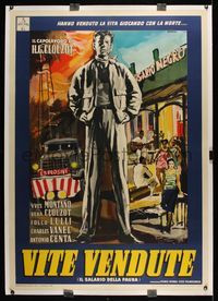 6a390 WAGES OF FEAR linen Italian 1p R55 Henri-Georges Clouzot, art of Yves Montand by Manfredo!