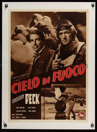 6a401 TWELVE O'CLOCK HIGH linen Italian photobusta '50 cool image of airplane pilot Gregory Peck!
