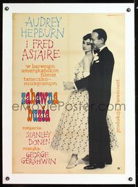 6a317 FUNNY FACE linen Polish 23x33 '62 different full-length image of Audrey Hepburn & Fred Astaire