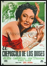 6a198 SUNSET BOULEVARD linen Spanish '52 completely different art of Gloria Swanson by Lopez Reiz!