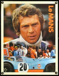 6a160 LE MANS linen 17x22 special poster '71 race car driver Steve McQueen sponsored by Gulf oil!