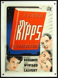 6a204 KIPPS linen Swedish '41 Carol Reed, written by H.G. Wells, art of stars & book by Aberg!