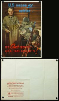 6a051 IT'S OUR PROPERTY war poster '44 Bruehl art, U.S. means US, soldier, take care of your gear!