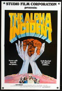 6b038 ALPHA INCIDENT 1sh '77 wild Dale Kuipers sci-fi art of hands holding brain!