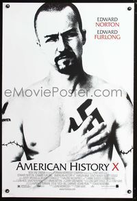 6b040 AMERICAN HISTORY X DS 1sh '98 B&W image of Edward Norton as skinhead neo-Nazi!