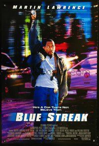 6b084 BLUE STREAK DS Int'l 1sh '99 great image of Martin Lawrence with Los Angeles in background!