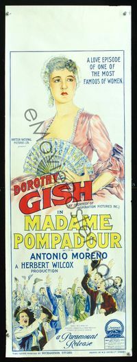 6c006 MADAME POMPADOUR long Aust daybill '27 stone litho artwork of high-class woman Dorothy Gish!