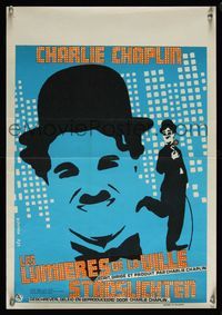 6c579 CITY LIGHTS Belgian R70s great Kouper art of boxer Charlie Chaplin w/flower & cane!