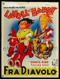 6c590 DEVIL'S BROTHER Belgian R50s Hal Roach, great wacky artwork of Laurel & Hardy!