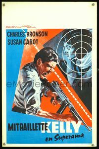 6c652 MACHINE GUN KELLY Belgian '58 cool art of Charles Bronson, Roger Corman, AIP!