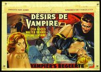 6c687 PLAYGIRLS & THE VAMPIRE Belgian '63 horror artwork of Dracula & sexy female victims!