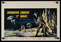 6c694 ROBINSON CRUSOE ON MARS Belgian '64 sci-fi art of Paul Mantee in outer space!