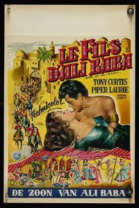 6c706 SON OF ALI BABA Belgian '52 great romantic Bos artwork of Tony Curtis & Piper Laurie!