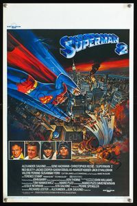 6c718 SUPERMAN II Belgian '81 Christopher Reeve, Terence Stamp, Gouzee art over New York City!