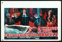 6c730 TWINS OF EVIL Belgian '72 horror art of girl being tortured, Dracula, Hammer!