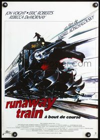 6c101 RUNAWAY TRAIN French 15x21 '85 Jon Voight, Eric Roberts, cool Landi art of vicious train!