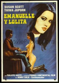 6c189 EMANUELLE E LOLITA Italy/Span 1sh '78 super sexy art of near-nude Nieves Navarro!