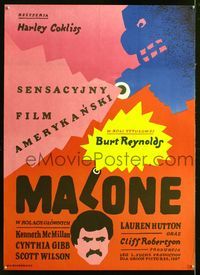 6c486 MALONE Polish 26.5x37 '87 cool Jan Mlodozeniec cartoony artwork of Burt Reynolds!