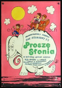 6c508 PLEASE, MR. ELEPHANT Polish 26.5x38.25 '79 Prosze, slonia, Bohdan Butenko cartoon artwork!