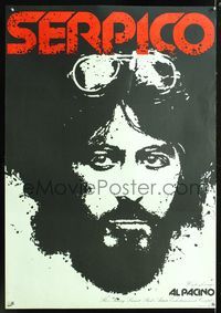 6c520 SERPICO Polish 27x38 '77 close up art of Al Pacino by Erol, Sidney Lumet crime classic!
