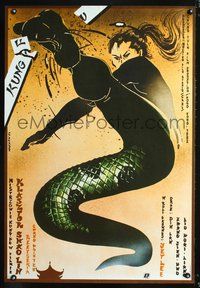 6c522 SHAOLIN TEMPLE Polish 27x39 '82 Jet Li, cool Maciej Woltman art of serpent man!