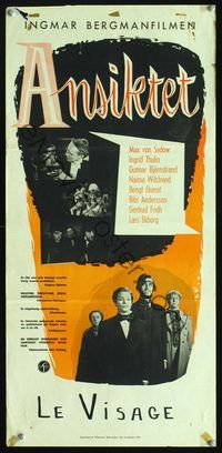 6c331 MAGICIAN Swedish stolpe '58 Ingmar Bergman's classic Ansiktet, Max Von Sydow & Ingrid Thulin!