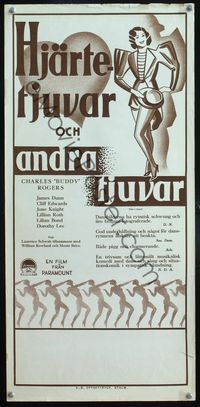 6c351 TAKE A CHANCE Swedish stolpe '33 James Dunn, Buddy Rogers, cool artwork of dancing girls!