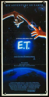 6d173 E.T. THE EXTRA TERRESTRIAL Aust daybill '82 Steven Spielberg classic, John Alvin art!