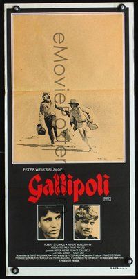 6d216 GALLIPOLI Aust daybill '81 Peter Weir, Mel Gibson & Mark Lee cross desert on foot!