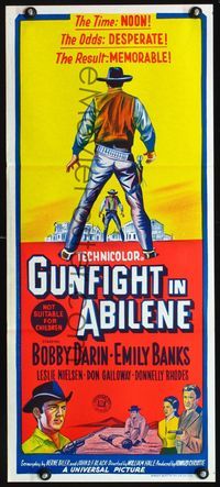 6d238 GUNFIGHT IN ABILENE Aust daybill '67 art of cowboy Bobby Darin in a showdown!