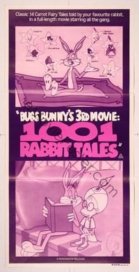 6d023 1001 RABBIT TALES Aust daybill '82 Bugs Bunny, Daffy Duck, Porky Pig, Chuck Jones cartoon!