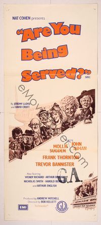 6d049 ARE YOU BEING SERVED Aust daybill '77 Wendy Richard, Langford art from classic English TV!