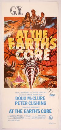 6d054 AT THE EARTH'S CORE Aust daybill '76 Edgar Rice Burroughs, Caroline Munro, Peter Cushing, AIP