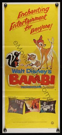 6d056 BAMBI Aust daybill R79 Walt Disney cartoon deer classic, great art with Thumper & Flower!