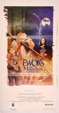 6d059 BATTLE FOR ENDOR Aust daybill '85 Marauders, Berrett art of Ewoks, Star Wars!