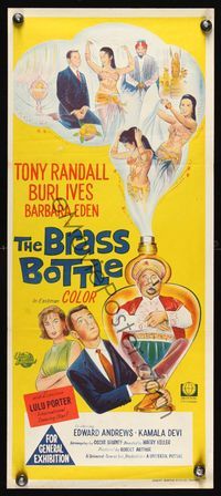 6d084 BRASS BOTTLE Aust daybill '64 art of Tony Randall & Barbara Eden with genie Burl Ives!