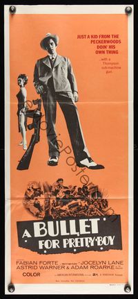 6d094 BULLET FOR PRETTY BOY Aust daybill '70 AIP noir, Fabian as Floyd w/tommy gun!