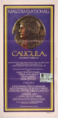 6d102 CALIGULA Aust daybill '80 Malcolm McDowell, Penthouse's Bob Guccione sex epic!