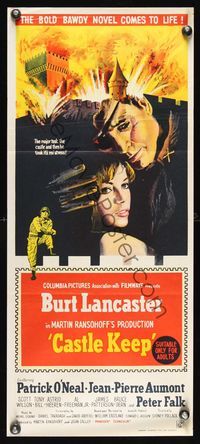 6d112 CASTLE KEEP Aust daybill '69 Burt Lancaster & sexy Astrid Heeren in World War II!